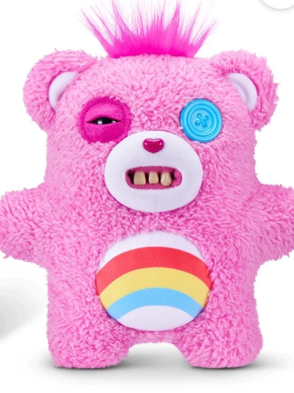 Fuggler X Care Bears - Plush Pink Rainbow Bear Toy with Button Eye - Picture 3 of 10